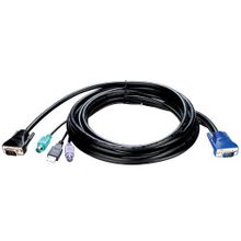 Кабель KVM D-Link KVM-402 для подключения клавиатуры, мыши и монитора, длина 3 м