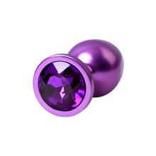Фиолетовый анальный плаг с кристаллом фиолетового цвета - 8,2 см. Фиолетовый