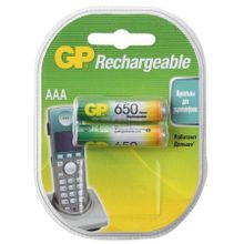 Аккумулятор AAA GP HR03-2BL 650мА ч Ni-Mh, 2шт, блистер (65AAAHC-BL2)