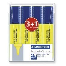 Маркер-текстовыделитель Classic 1-5 мм. желтый. комплект 3 штуки + 1 штука маркер