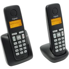 Р телефон Gigaset A120 DUO   Black   (2 трубки с ЖК диспл., База,Заряд. устр-во)  стандарт-DECT, РО, ГТ