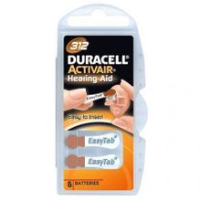 Батарейка DURACELL ActivAir DA312 для слуховых аппаратов, 6 шт, блистер