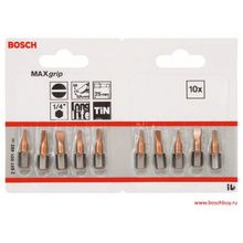 Bosch Набор 10 Бит 25 мм прямой шлиц 0,8Х5,5 TiN (2607001492 , 2.607.001.492)