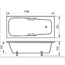 Чугунная ванна Триумф (170x75) с отверстиями под ручки