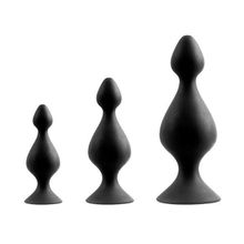 Dream Toys Набор из 3 чёрных анальных силиконовых втулок MENZSTUFF 3-PIECE ANAL PAWN SET (черный)