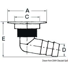 Osculati Fire Port 90° w hose ad.38mm, 17.681.01