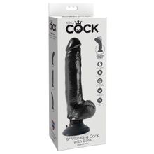 Pipedream Чёрный виброфаллос со съемной присоской 9  Vibrating Cock with Balls - 24,8 см. (черный)