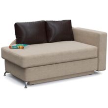 Смарт Диван прямой Вика Бежевая рогожка Коричневая экокожа Выкатной