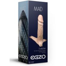 EGZO Полый фаллоимитатор на регулируемых ремешках MAD - 18,5 см. (телесный)