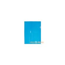 Папка-уголок плотная прозрачная синяя,  пластик,  А4,  0.18мм