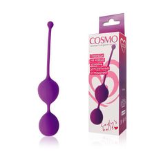 Bior toys Фиолетовые двойные вагинальные шарики Cosmo с хвостиком для извлечения