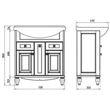 ASB-Woodline Тумба с раковиной Верона 75 белая патина золото, массив ясеня