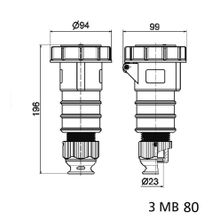 Bals Розетка TLS с разгрузкой натяжения кабеля Bals 310567 400 В 32 А 4 полюса IP67 винтовые клеммы красная