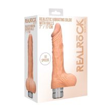 Shots Media BV Телесный вибратор Vibrating Dildo With Balls - 17 см. (телесный)