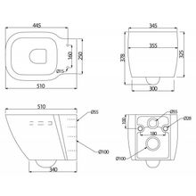 Чаша подвесного унитаза с креплением, безободковая, P-trap BelBagno ALDINA  BB114CH