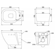 Чаша подвесного унитаза с креплением, безободковая, P-trap BelBagno ALDINA  BB114CH