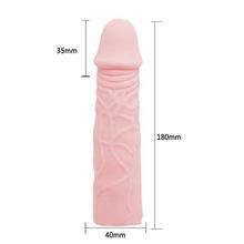 Baile Удлиняющая насадка на пенис телесного цвета - 18 см. (телесный)