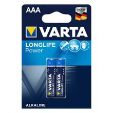 Батарейка AAA VARTA LR03 2BL LONGLIFE Power, щелочная, 2 шт, в блистере (4903)