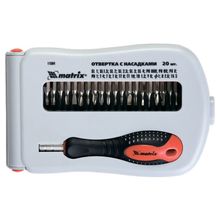 Отвертка для точных работ с насадками Fusion, 22 предмета, в пластиковом пенале Matrix 11584