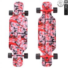 408-Ch Скейтборд Y-SCOO Longboard Shark TIR 31 пластик 79х22 с сумкой CHAOS RED black