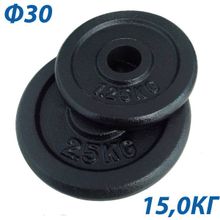 Блин крашенный (черный) (d30мм) BHPL101-D30-15 15 кг.