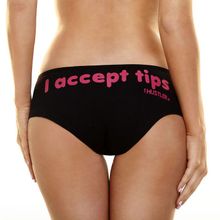 Hustler Lingerie Женские трусики Hustlerс надписью I Accept Tips (M-L   черный)