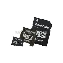 Карта памяти microSD 4Gb Transcend microSDHC Class 6 (SD и miniSD адаптеры) TS4GUSDHC6-2