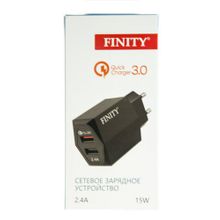 Сетевое зарядное устройство с 2 USB Finity FT-08 Evolve 2.4A, QC 3.0 черное