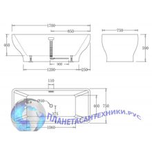 Ванна акриловая отдельностоящая BELBAGNO BB73-1700