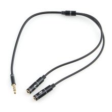 Адаптер аудио для гарнитуры 3.5 4-pin plug -> 2 x 3.5 jack, 0.2 м, чёрный, коробка, Cablexpert