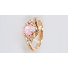 кольцо розовый японский опал 1 камень 6 цирконов