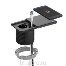 Встраиваемый блок розеток с Qi-Зарядкой Evoline Square80 (927.00.005) черный