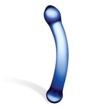 Синий изогнутый фаллоимитатор Curved G-Spot Glass Dildo - 16 см. (132224)