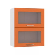 Моби Сандра шкаф навесной 600 гориз. 2 витрины манго ID - 310929