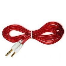 Кабель аудио 3.5 stereo plug -> 3.5 stereo plug, 1 м, красный, силикон