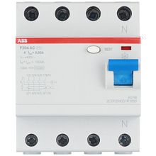 АББ F204 УЗО 4P 25А тип АС 30мА   ABB F204 устройство защитного отключения 4 полюса 25А хар-ка АС 30мА