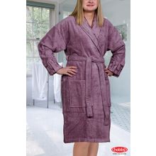 Махровый халат женский "ELIZA", размер М, темно фиолетовый, 40% Хлопок 60% Бамбук