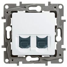 Розетка компьютерная 2xRJ45 Cat.5 ETIKA, белый |  код. 672255 |  Legrand