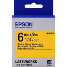 EPSON LK-2YBP картридж с пастельной лентой 6 мм, чёрный шрифт на жёлтом фоне