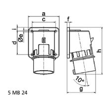 Bals Настенная вилка Bals 2612 400 В 16 А 5 полюсов IP44 винтовые клеммы серо-красная