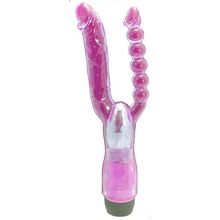 Двойной анально-вагинальный вибромассажер Xcel - 25 см. Фиолетовый