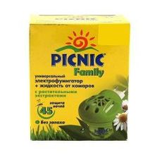 Фумигатор Picnic Family +  жидкость от комаров 45 ночей, с растительными экстрактами