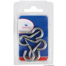 Osculati SS curved screw hooks 37 x 3.5 mm Blister packaging 7 pcs, 09.034.01