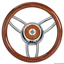 Osculati Blitz steering wheel w polished mahogany outerring, 45.169.05