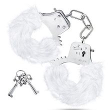 Blush Novelties Белые игровые наручники Plush Fur Cuffs