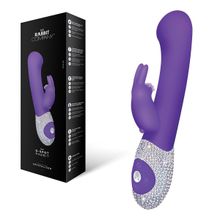 The Rabbit Company Фиолетовый вибромассажёр The G-spot Rabbit с украшенной стразами рукоятью - 22 см.