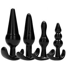 Набор из 4 черных анальных пробок N80 4-Piece Butt Plug Set (233304)