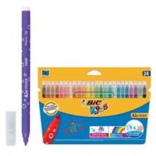 Фломастеры BIC «Kid Couleur» (Франция), 24 цв., суперсмываемые, вентилируемый колпачок, картонная упаковка, европодвес