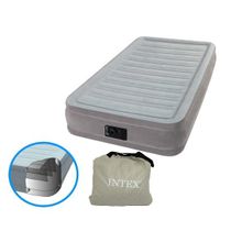 Односпальная надувная кровать Intex 67766 "Comfort-Plush Mid Rise Airbed" + насос (99х191х33см)