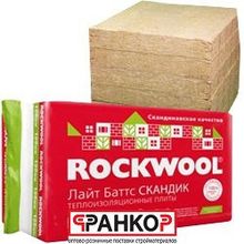 Теплоизоляция лайт баттс Скандик, Rockwool, (800х600х50 мм), 5,76 кв. м.- 0,288 куб.м., 12 шт. уп. PL24